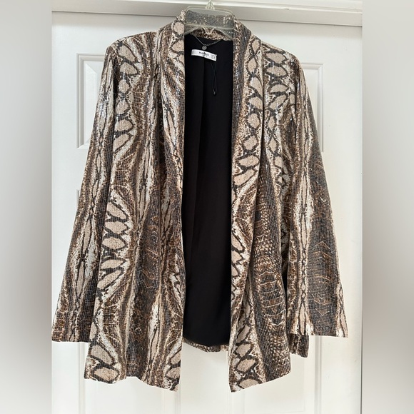 Mango Sequin Snake Print Blazer Jacket Size‎ Large - Picture 1 of 8